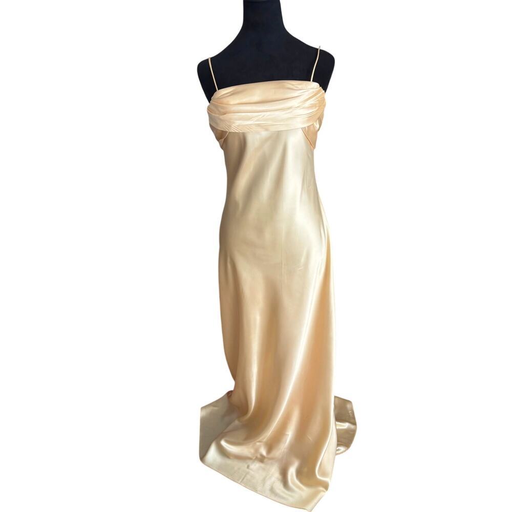 Blondie Nites Butter Yellow Satin Gown – Kate Hudson Inspired Butter Dress (S)